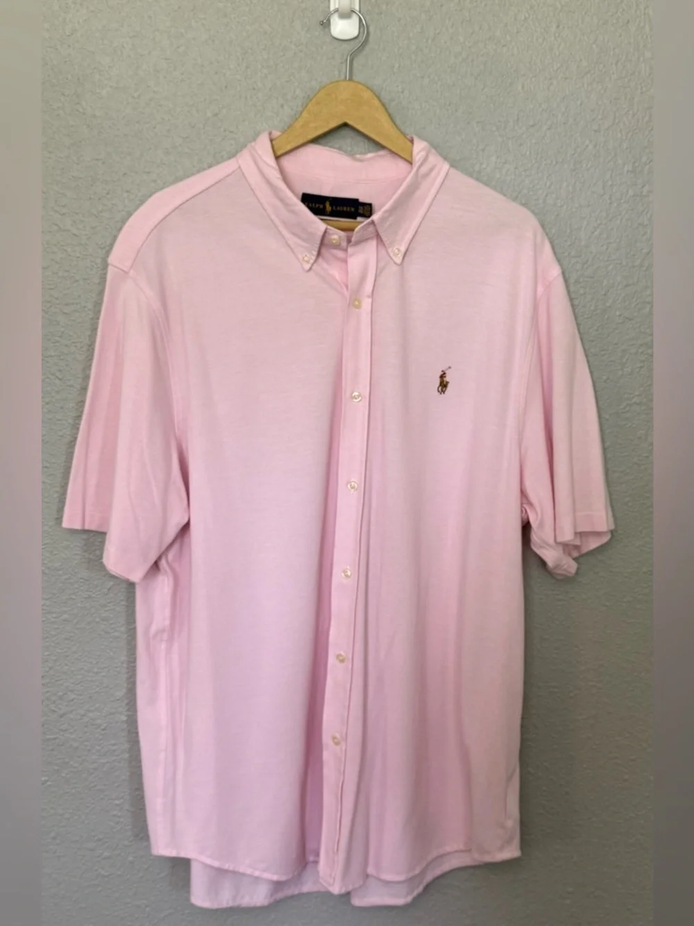 Ralph Lauren Knit Oxford shirt in a soft pink color size XXL